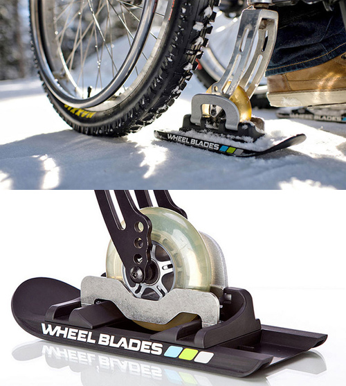 Lames de ski a monter sur fauteuil roulant
